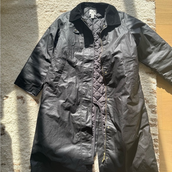 H&M Black waxed cotton Trench Coat - Picture 4 of 9